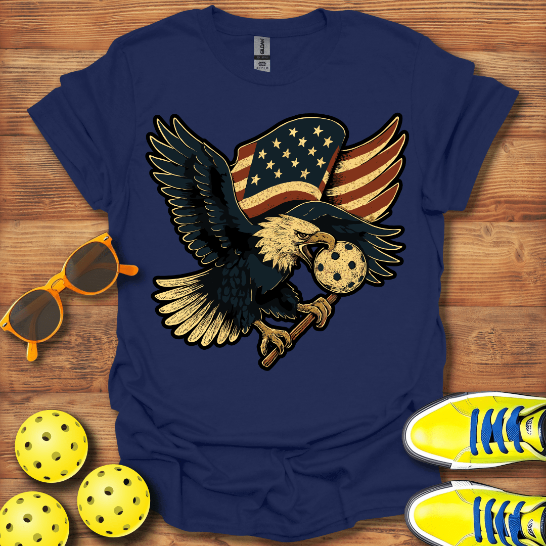 Distressed Eagle Patriotic Pickleball T-Shirt