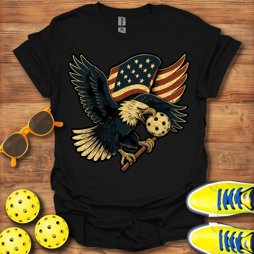Distressed Eagle Patriotic Pickleball T-Shirt