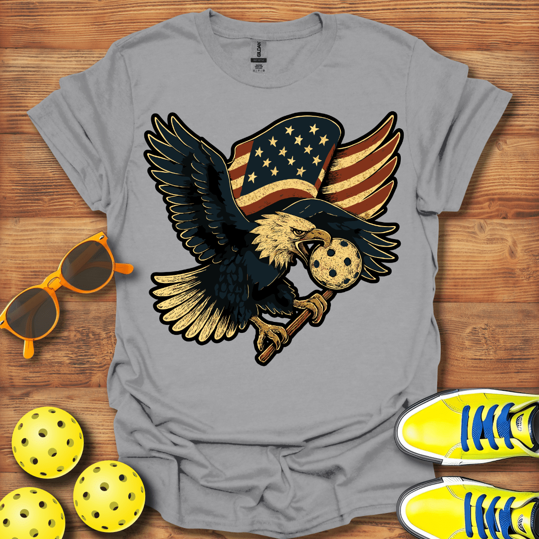 Distressed Eagle Patriotic Pickleball T-Shirt