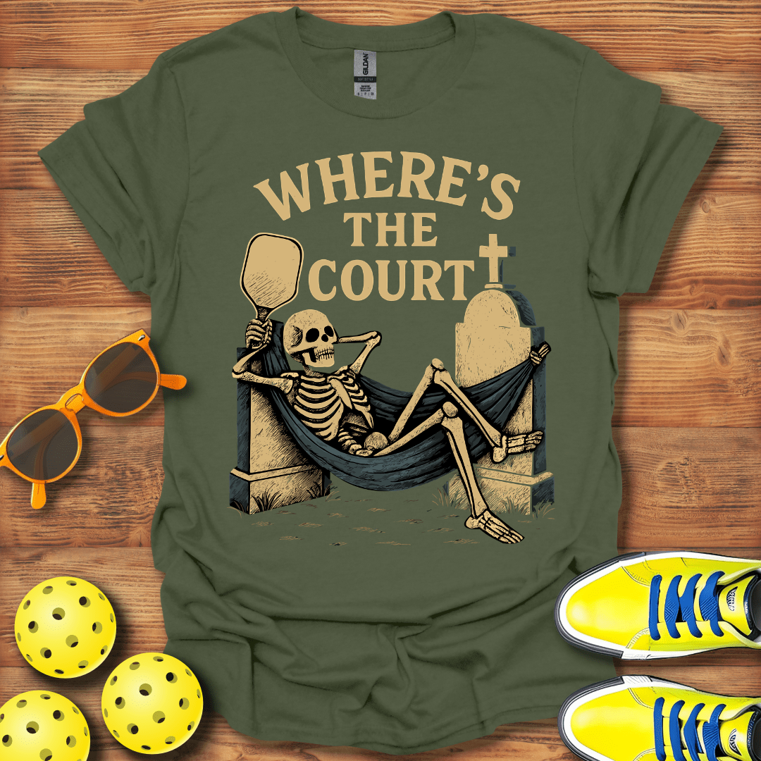 Where's The Pickleball Court Skeleton T-Shirt
