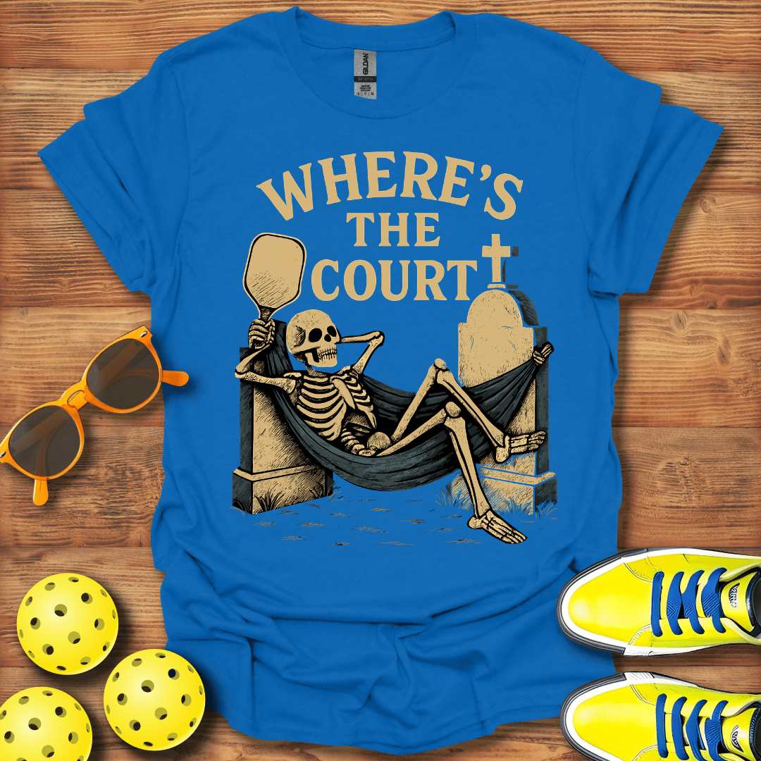 Where's The Pickleball Court Skeleton T-Shirt
