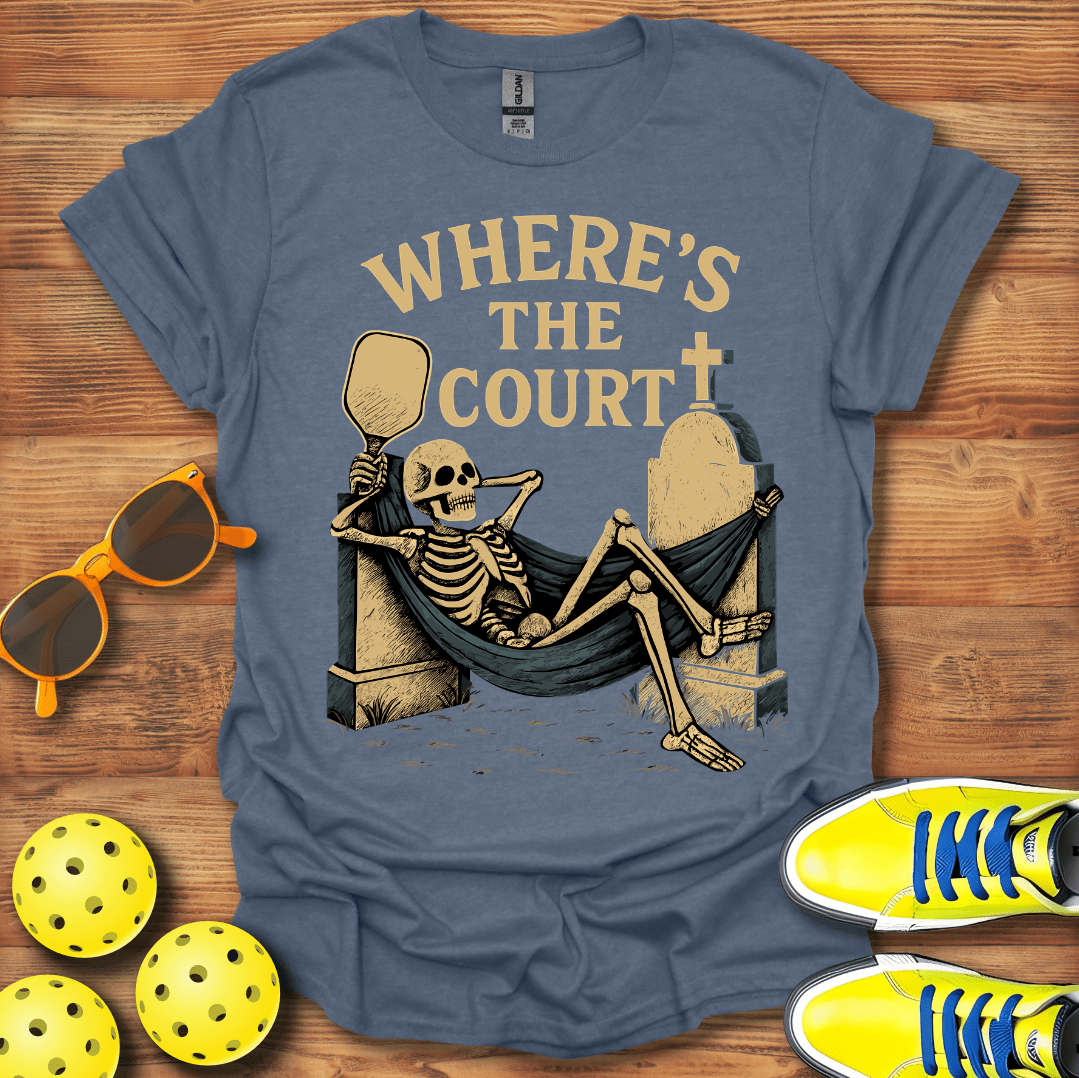 Where's The Pickleball Court Skeleton T-Shirt