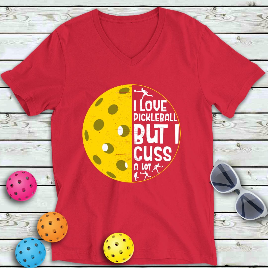 I Cuss A Lot Pickleball V-Neck Tee
