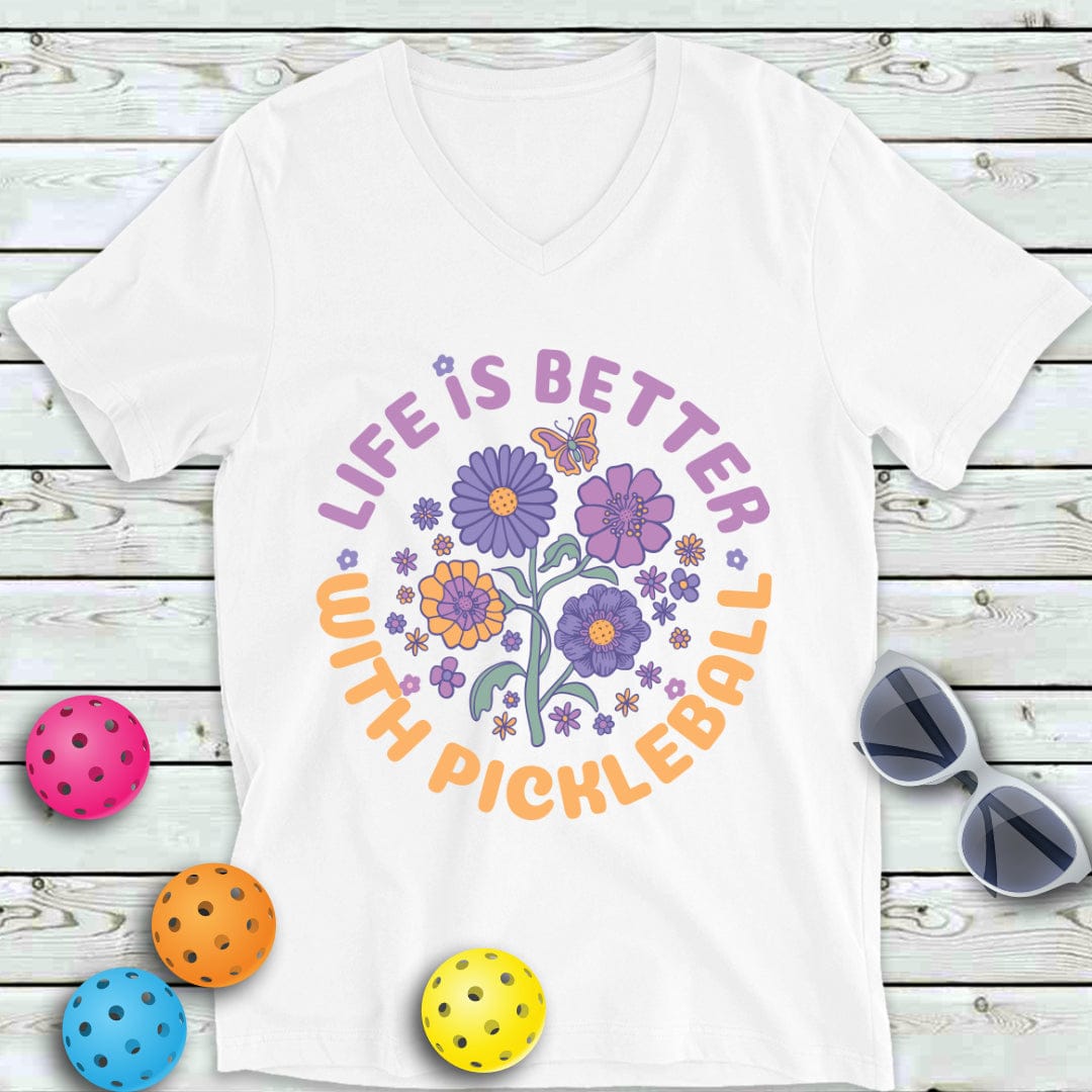 Life Is Better With Pickleball V-Neck Tee