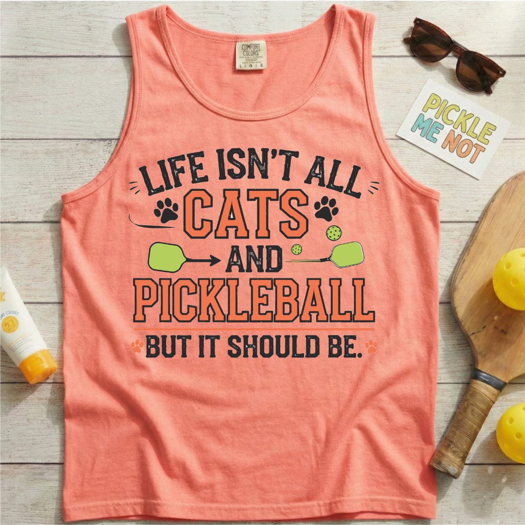 Cats And Pickleball Garment-Dyed Tank Top