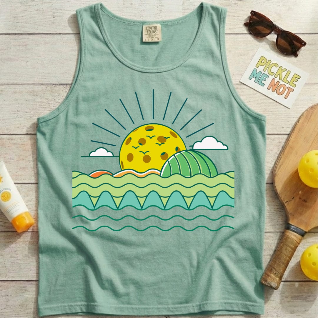 Sunset and Birds Pickleball Garment-Dyed Tank Top