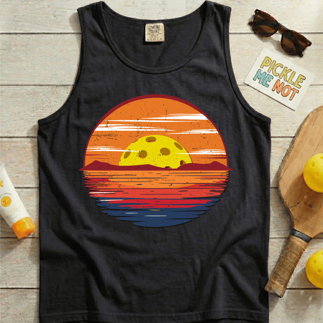 Distressed Pickleball Sunset Garment-Dyed Tank Top