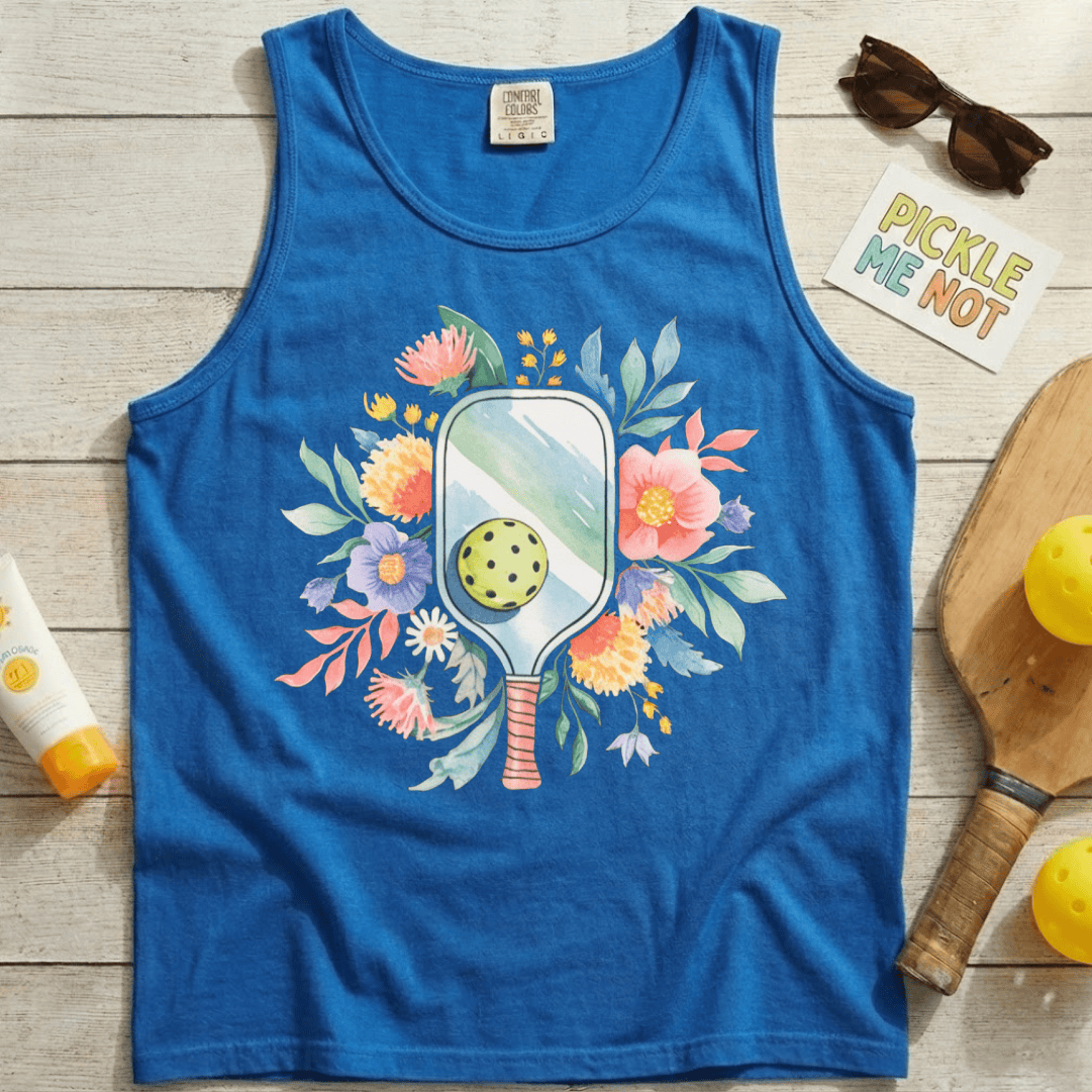 Floral Paddle Pickleball Garment-Dyed Tank Top