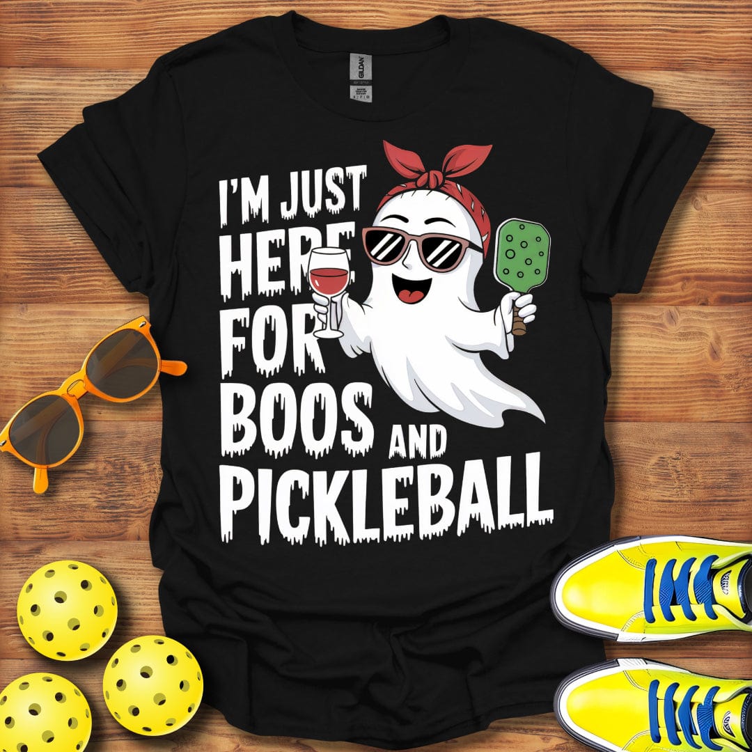 Pickleball Halloween Boos Here Moon T-Shirt