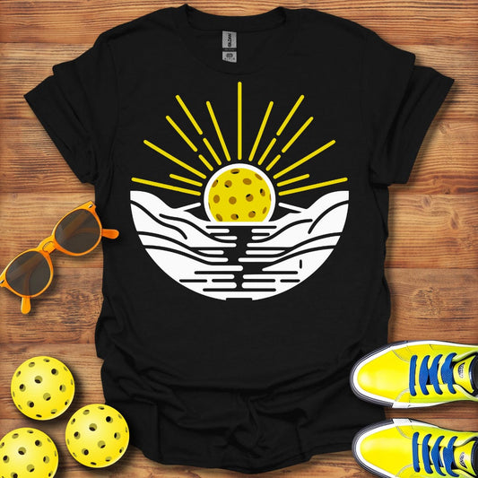 Pickleball Sunset Between Mountains T-Shirt