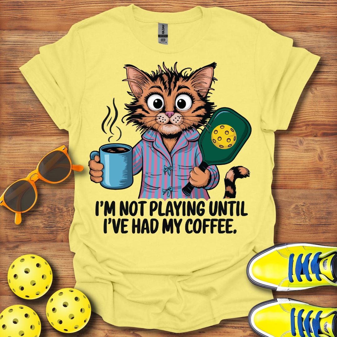 Morning Coffee Cat Pickleball T-Shirt