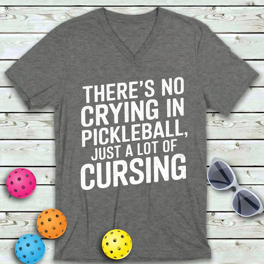 No Crying Pickleball V-Neck Tee