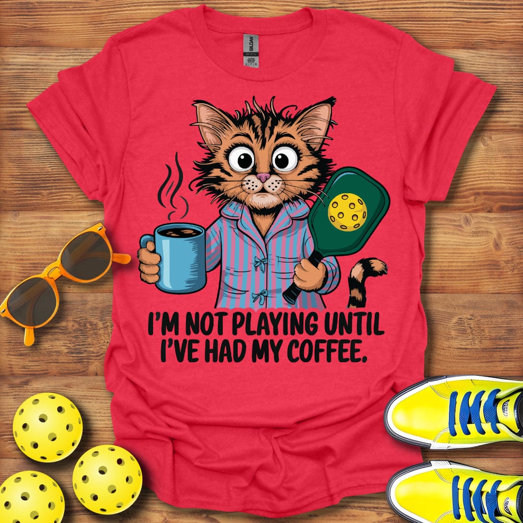 Morning Coffee Cat Pickleball T-Shirt