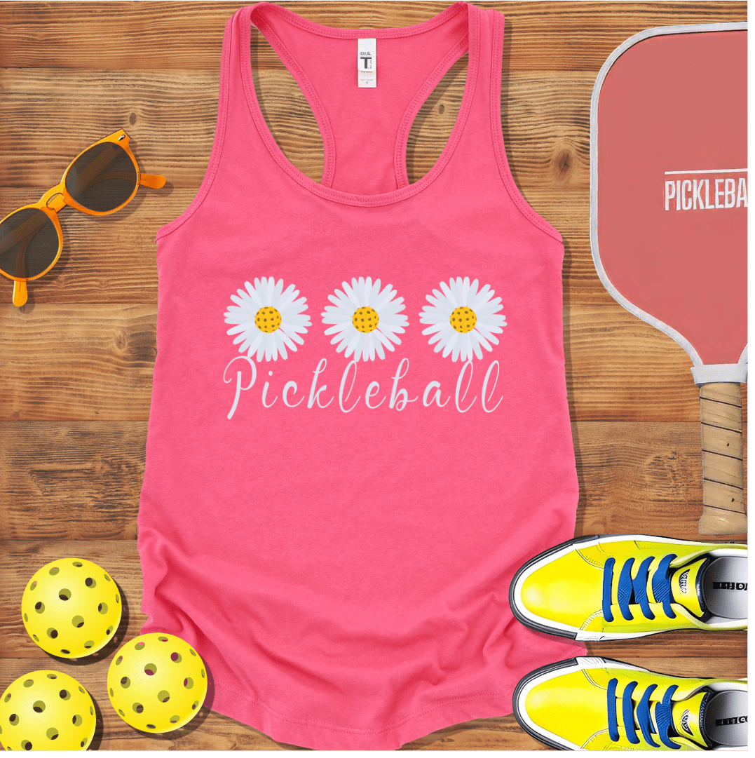 Pickleball Daisy Three Racerback Tank Top