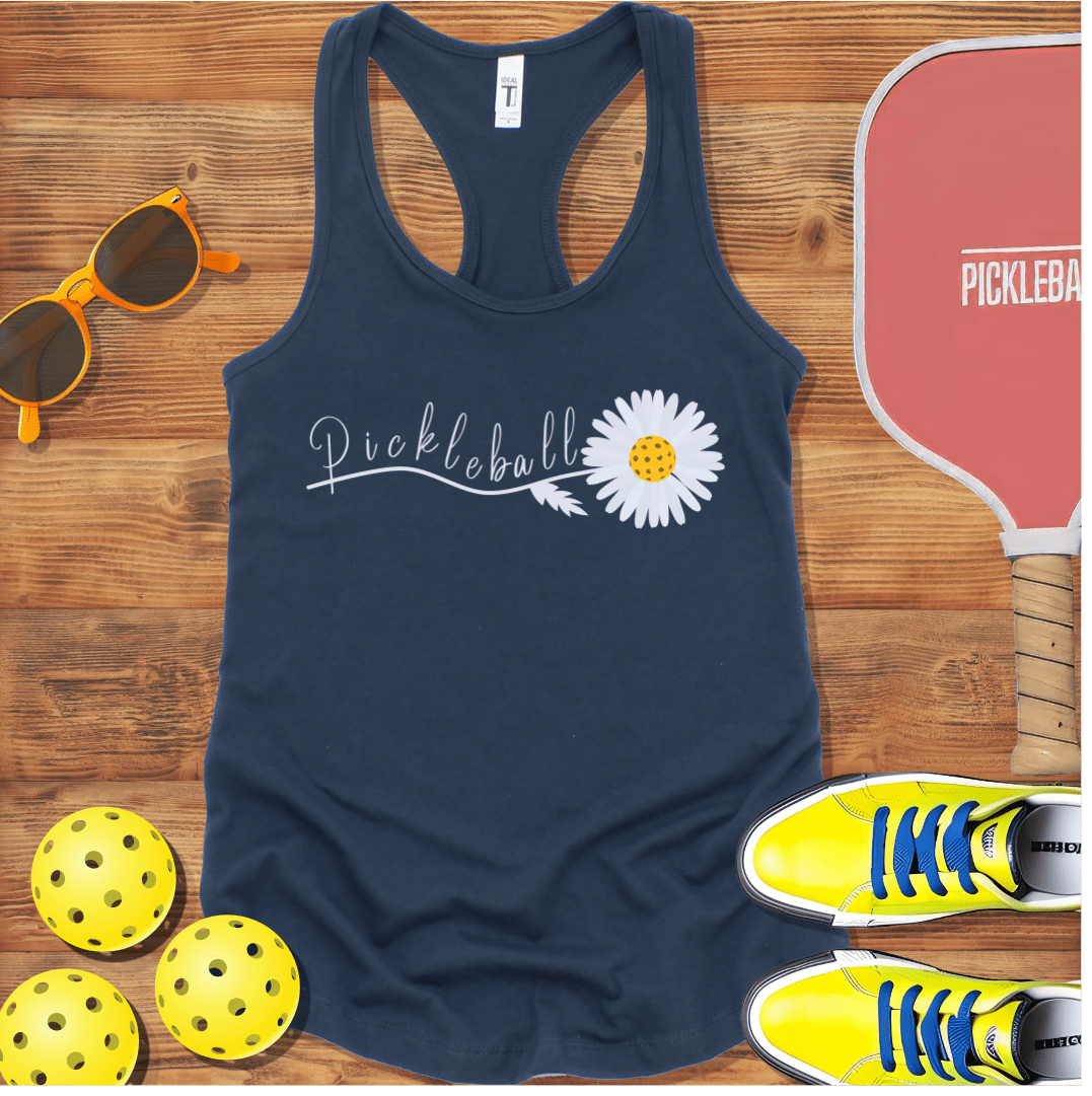 Pickleball White Daisy Racerback Tank Top