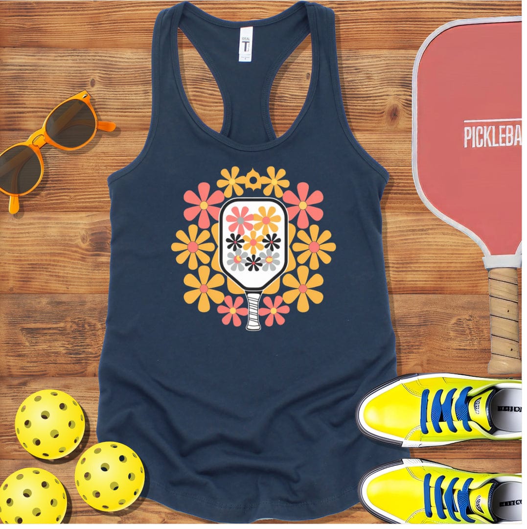 Floral Pickleball Paddle Racerback Tank