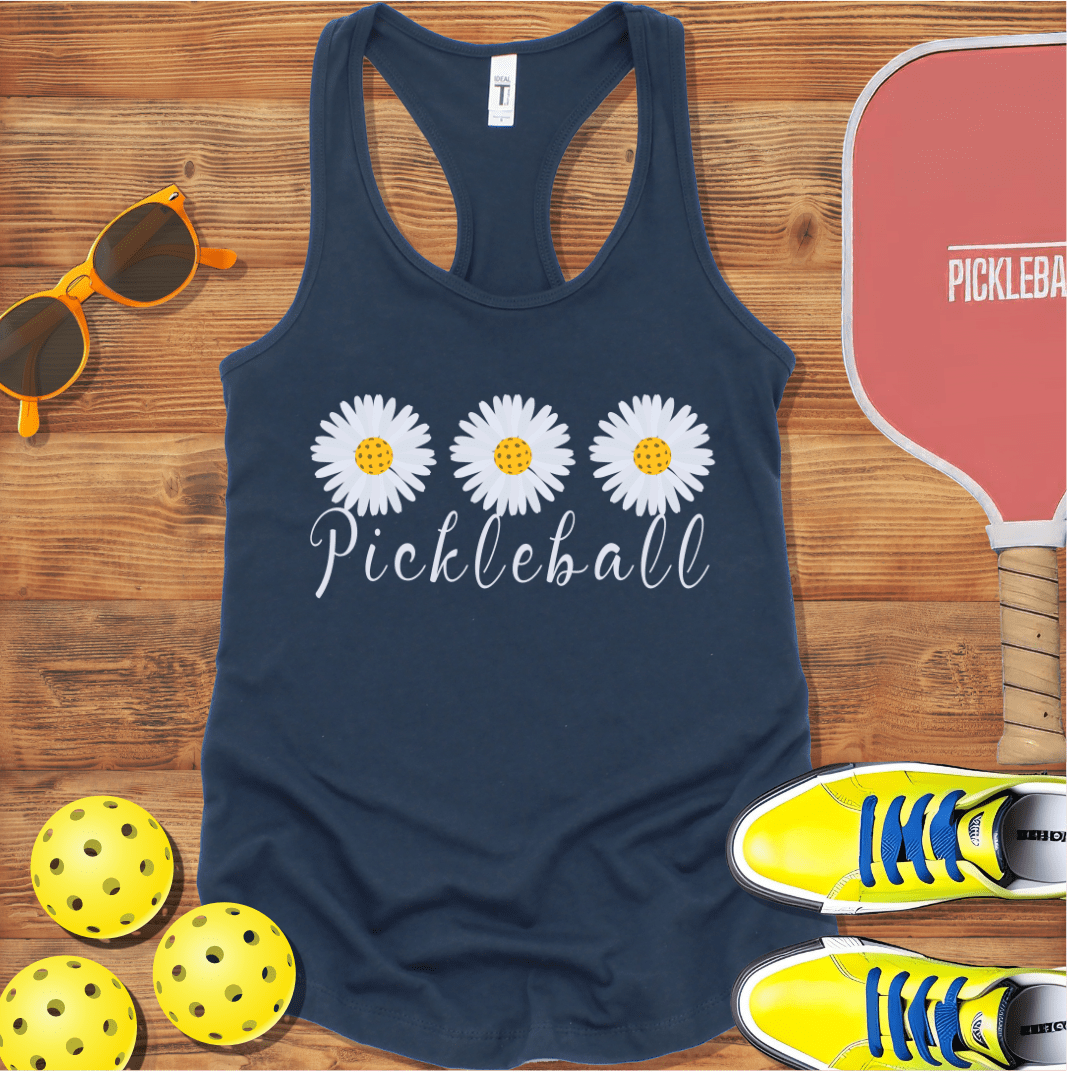 Pickleball Daisy Three Racerback Tank Top