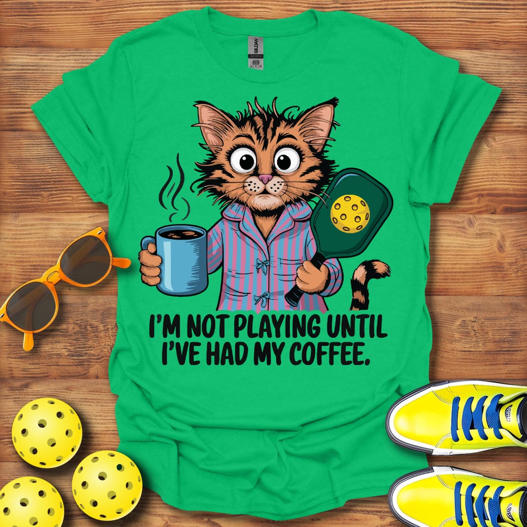 Morning Coffee Cat Pickleball T-Shirt