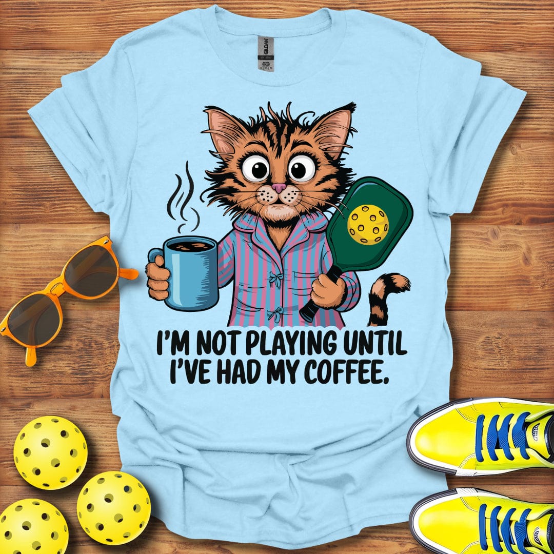 Morning Coffee Cat Pickleball T-Shirt