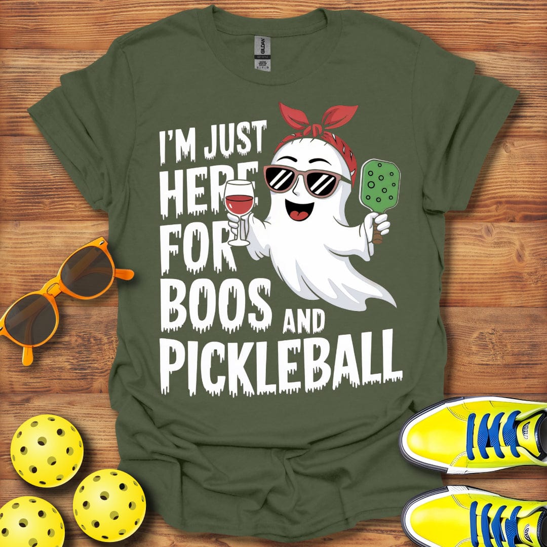Pickleball Halloween Boos Here Moon T-Shirt