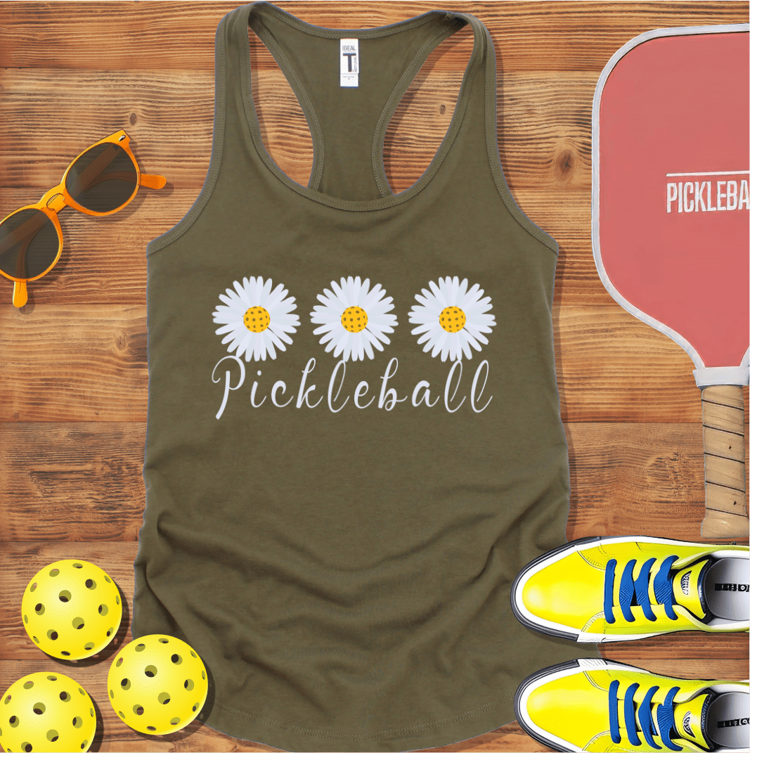 Pickleball Daisy Three Racerback Tank Top