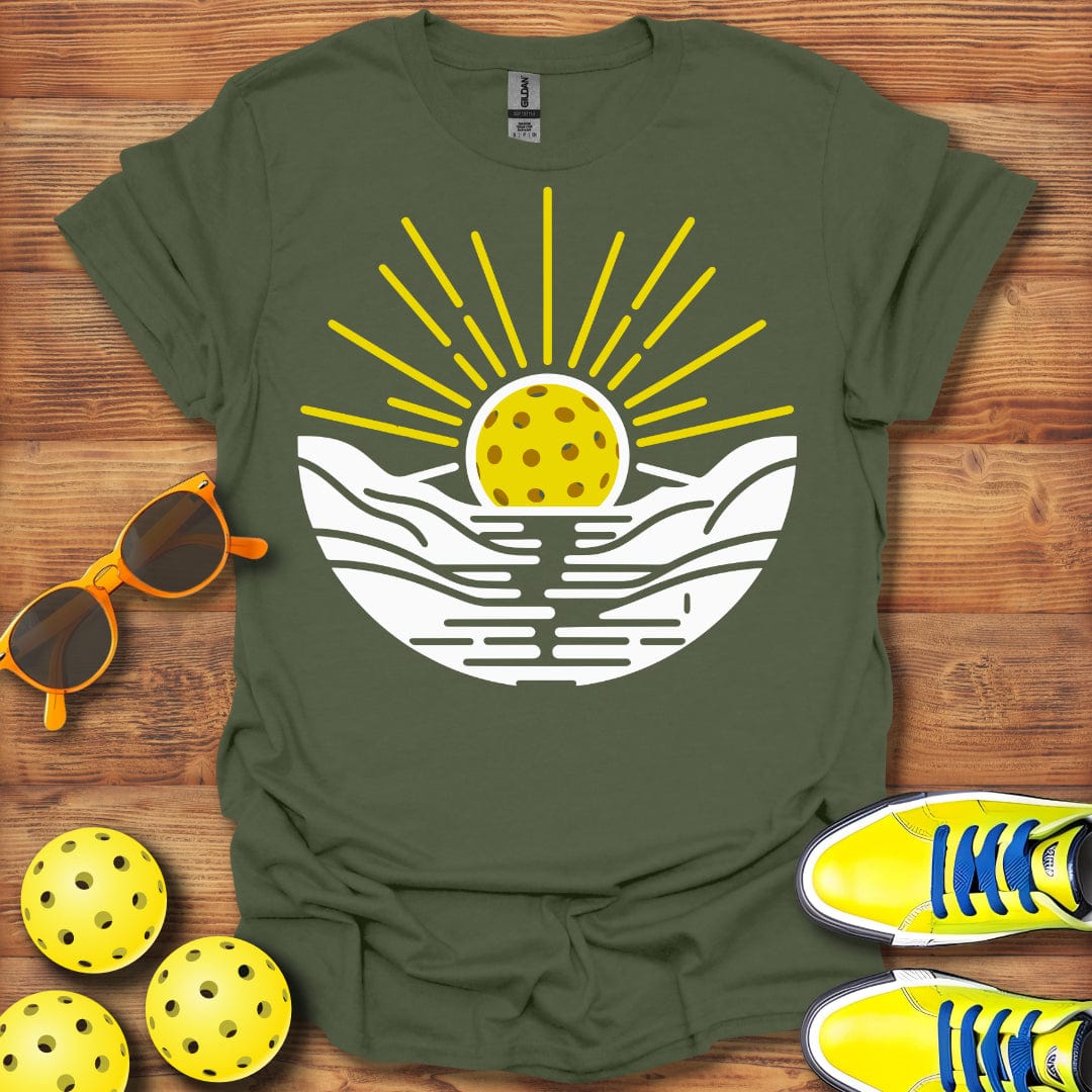 Pickleball Sunset Between Mountains T-Shirt