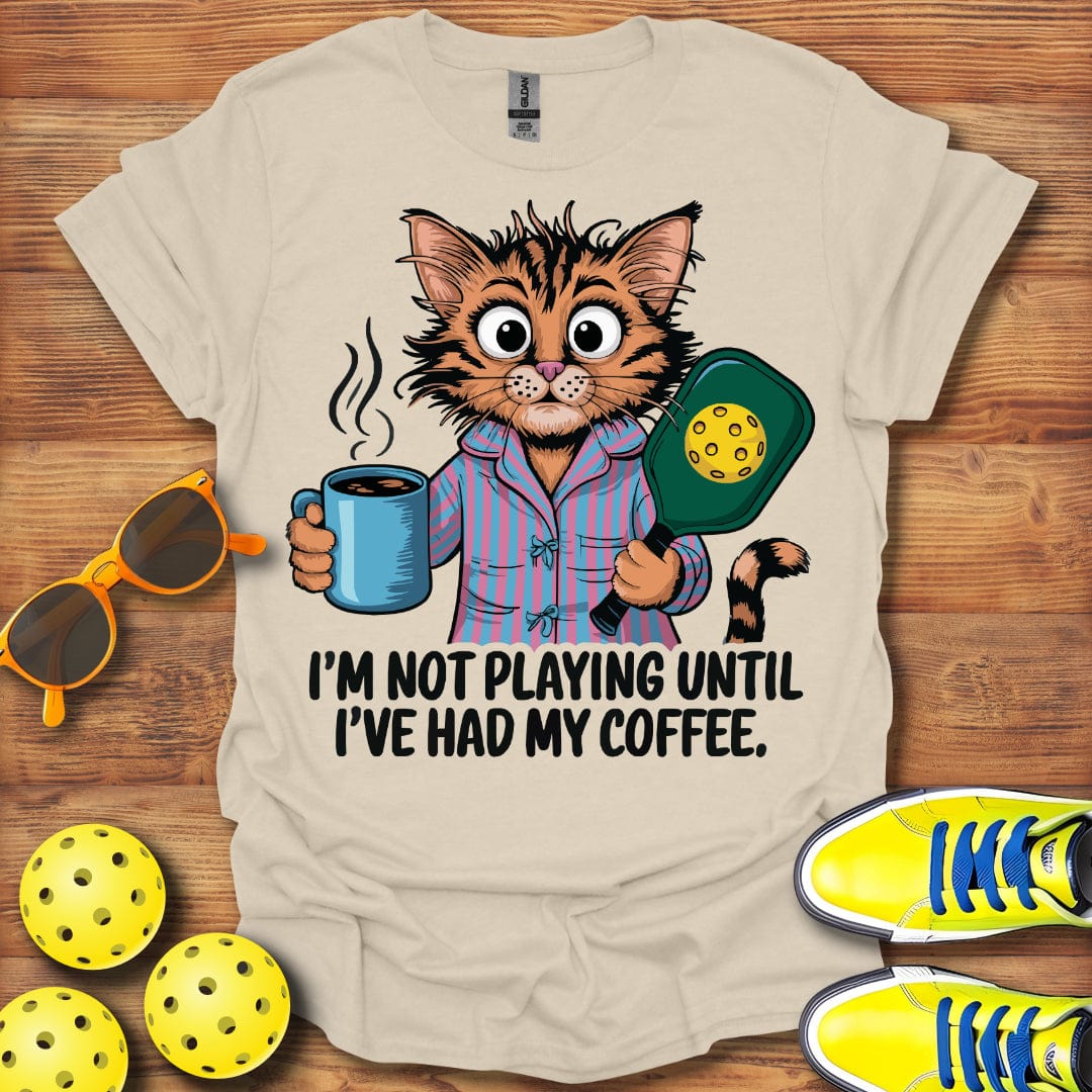 Morning Coffee Cat Pickleball T-Shirt