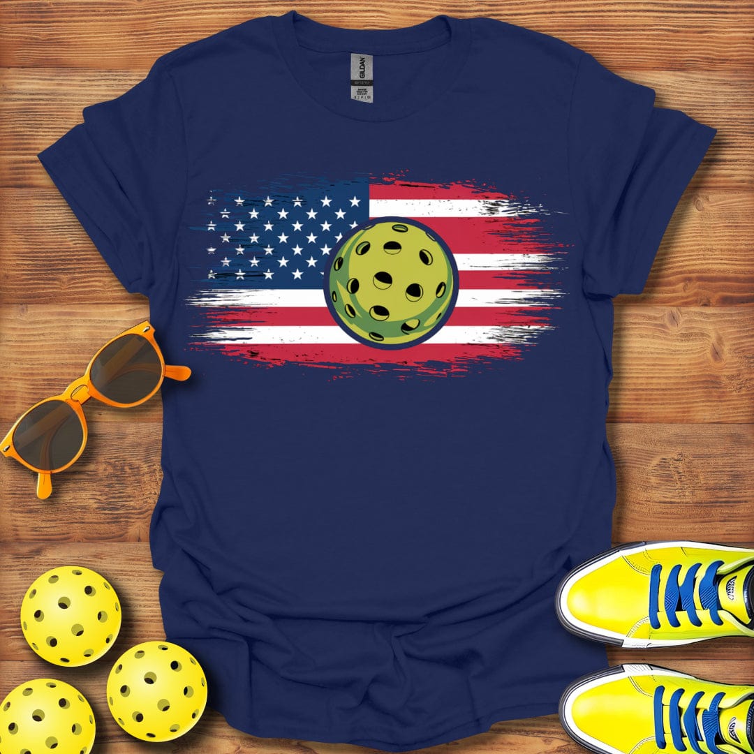 American USA Flag Pickleball T-Shirt