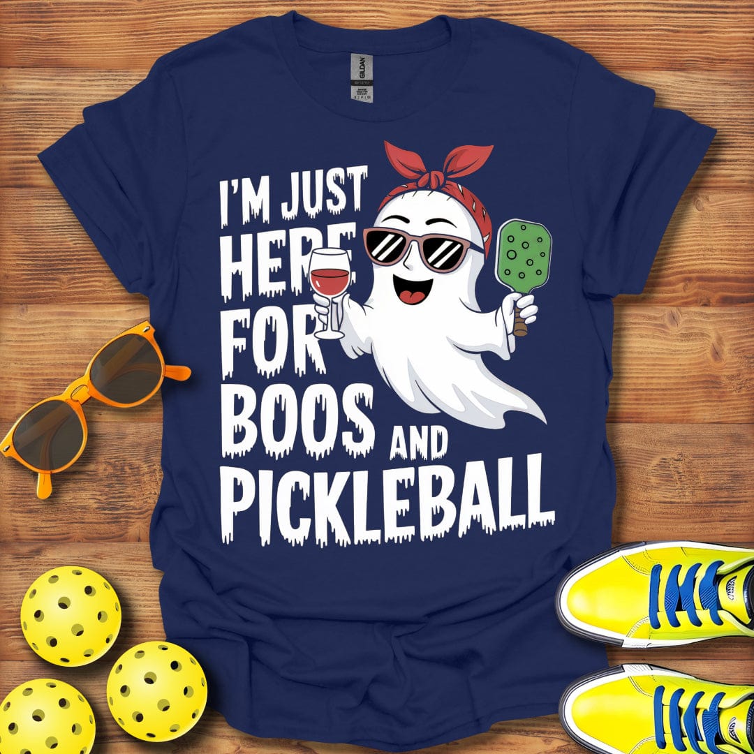 Pickleball Halloween Boos Here Moon T-Shirt