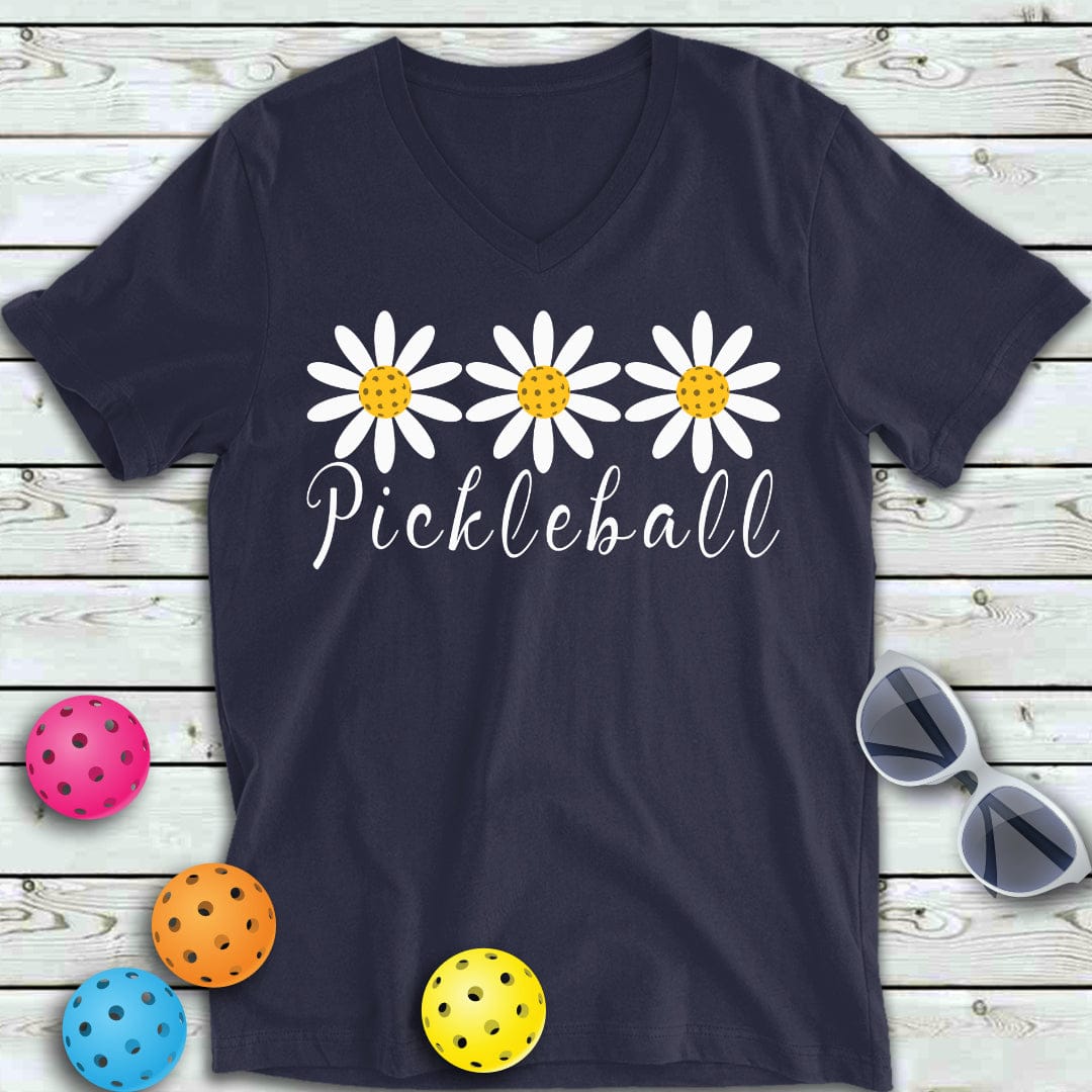 Daisy Pickleball V-Neck Tee – PickleMeNot display picture 1