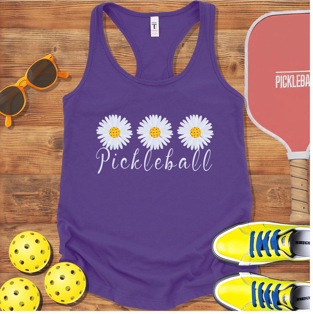 Pickleball Daisy Three Racerback Tank Top