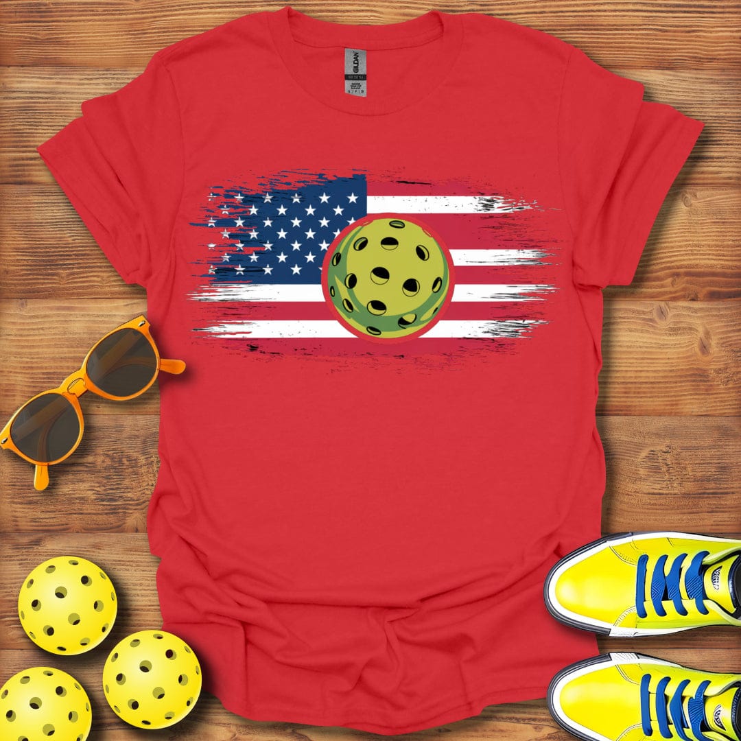 American USA Flag Pickleball T-Shirt