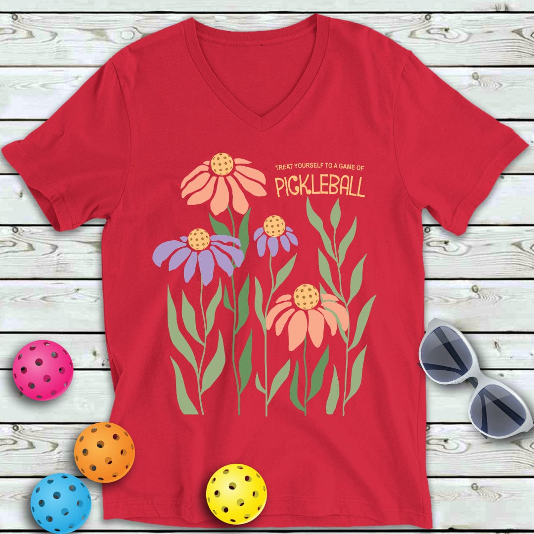 Treat Yourself To Pickleball V-Neck Tee