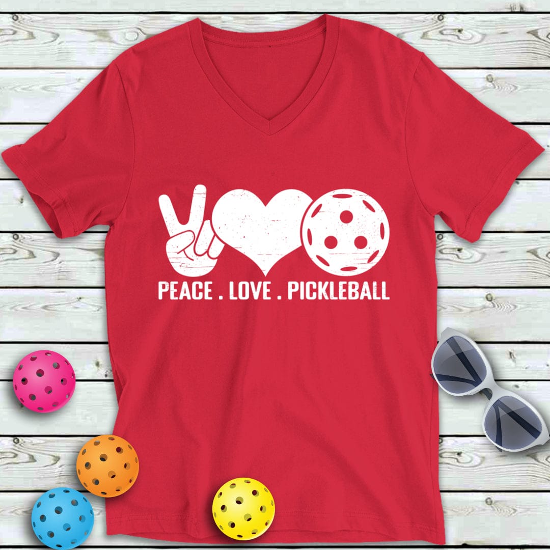 Peace Love Pickleball V-Neck Tee