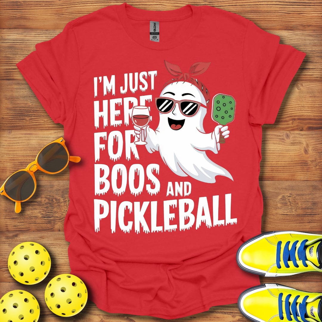 Pickleball Halloween Boos Here Moon T-Shirt