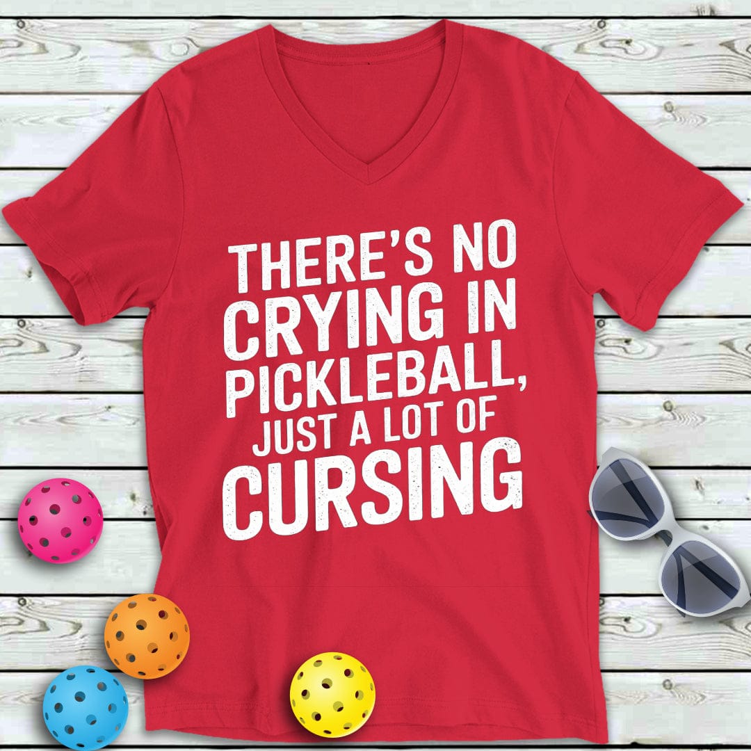 No Crying Pickleball V-Neck Tee