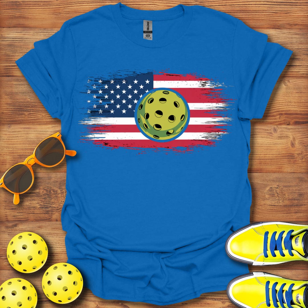 American USA Flag Pickleball T-Shirt