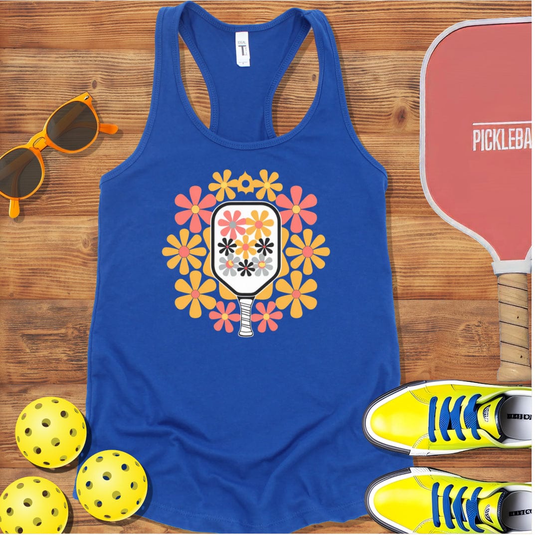 Floral Pickleball Paddle Racerback Tank