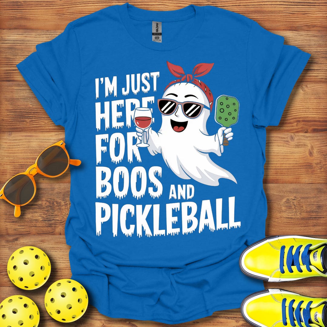 Pickleball Halloween Boos Here Moon T-Shirt