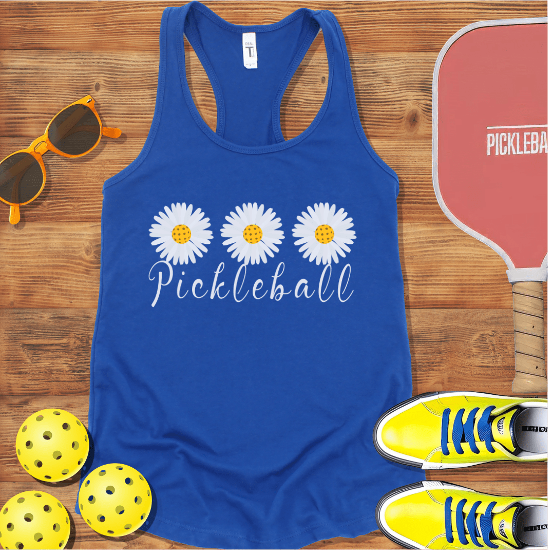 Pickleball Daisy Three Racerback Tank Top