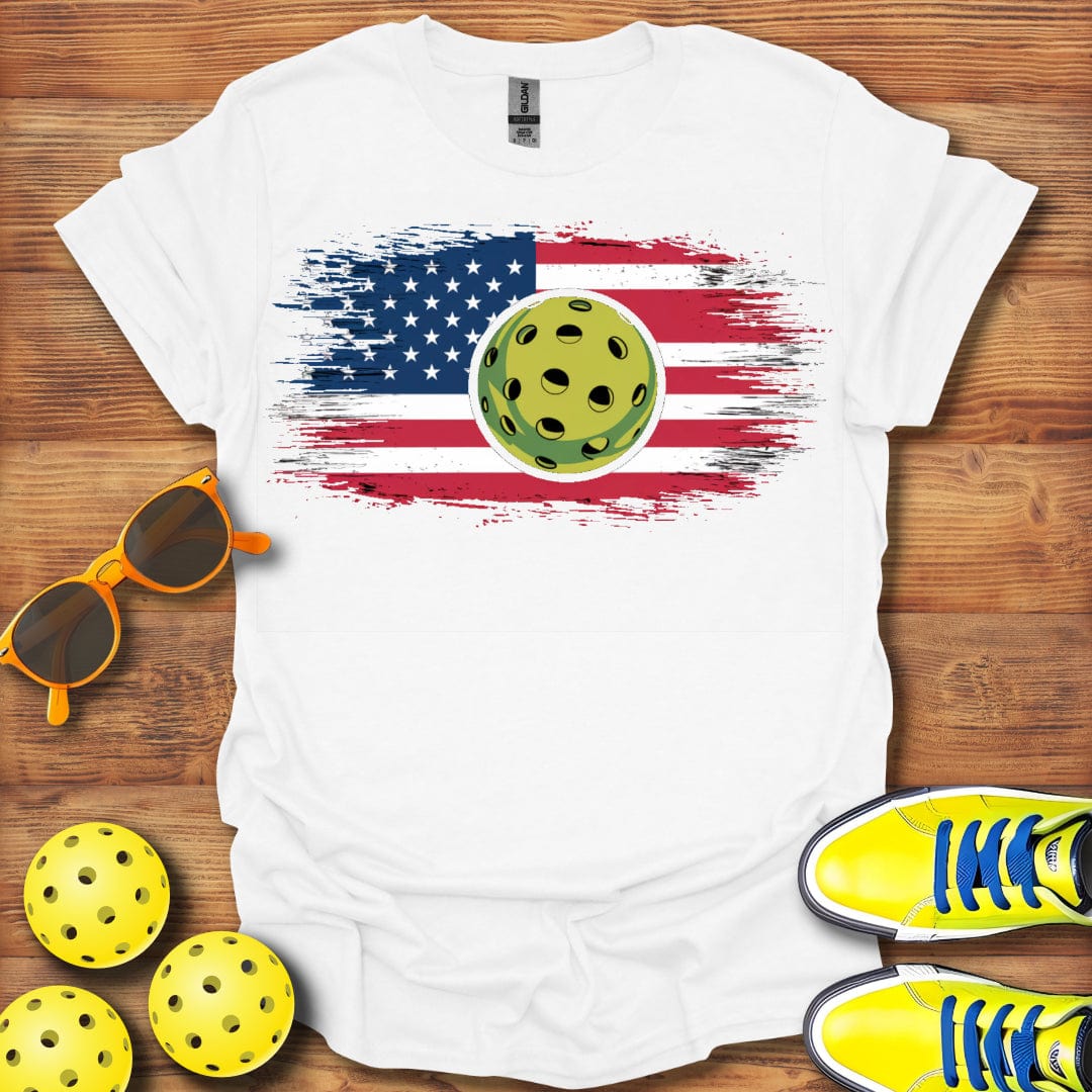 American USA Flag Pickleball T-Shirt