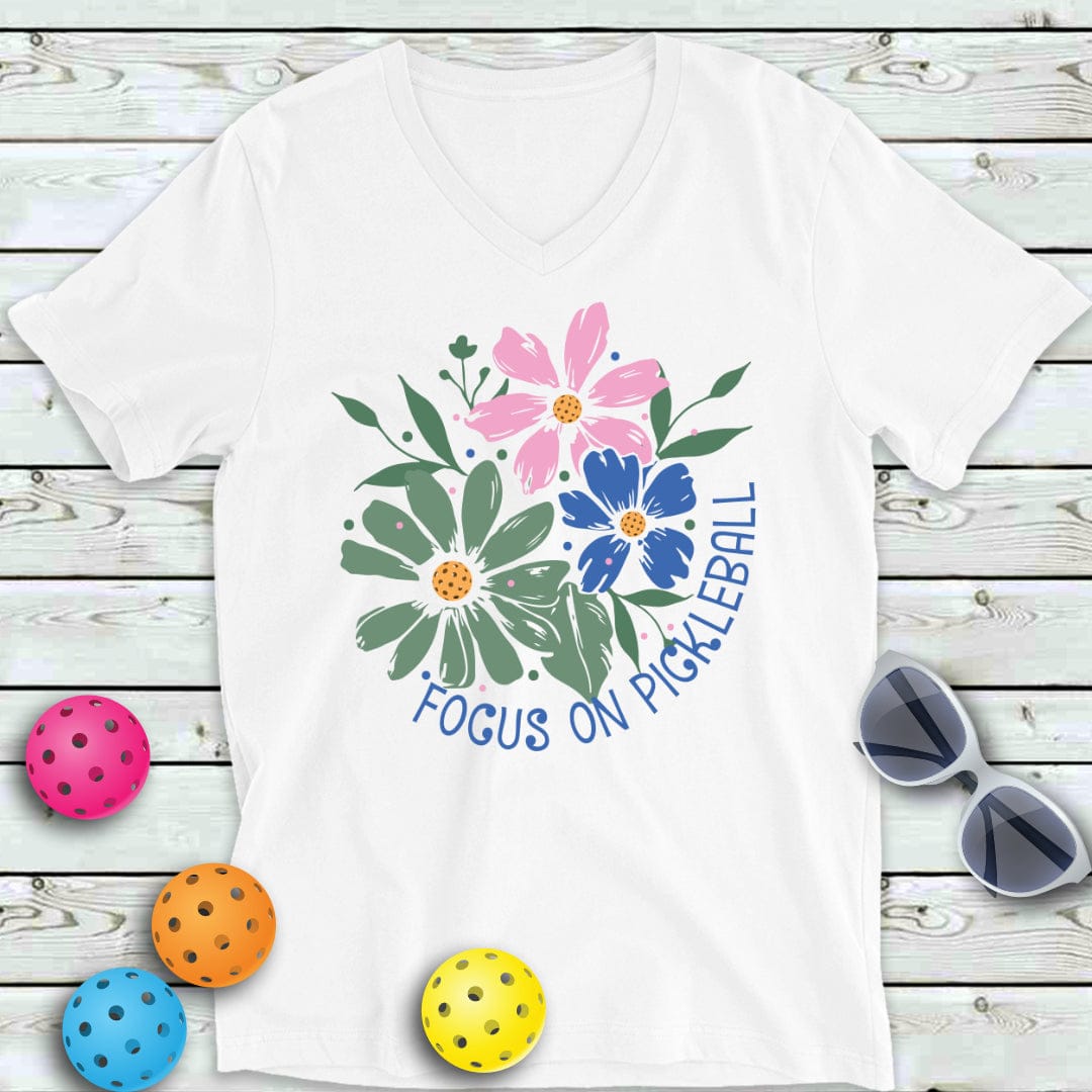 Focus On Pickleball V-Neck Tee