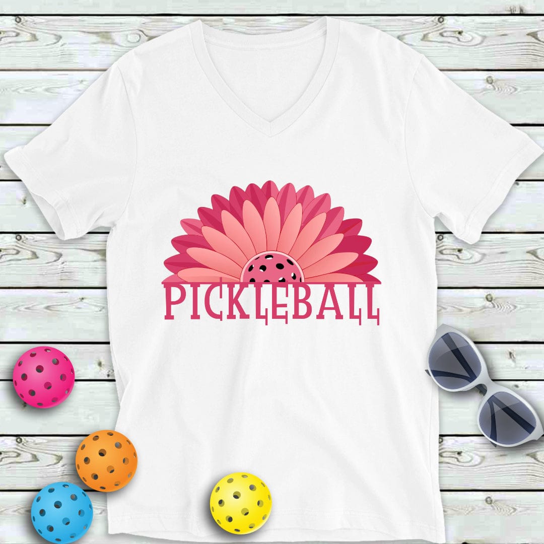 Gerbera Floral Pickleball V-Neck Tee