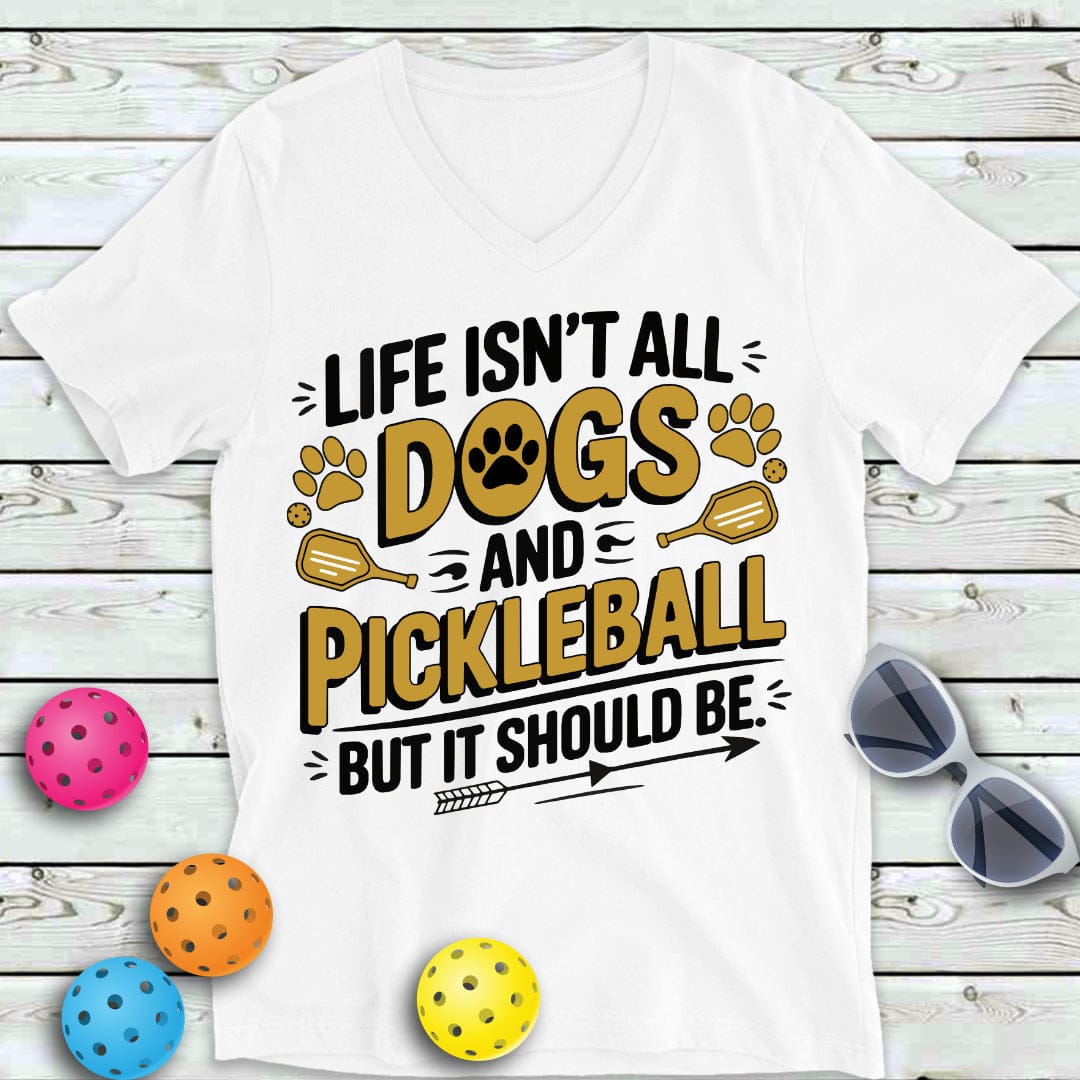 Dogs And Pickleball V-Neck Tee