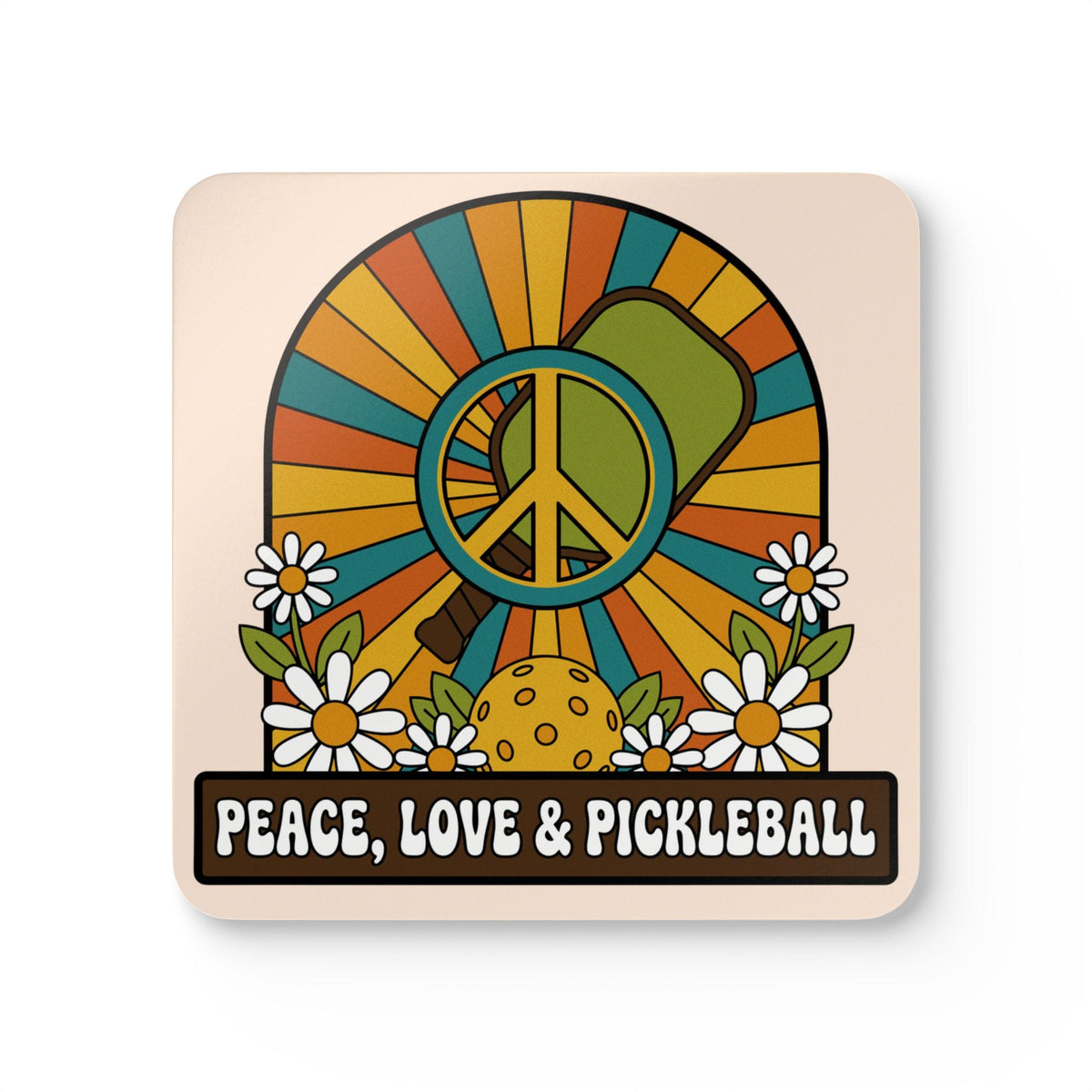 Pease Love Pickleball Corkwood Coaster Set