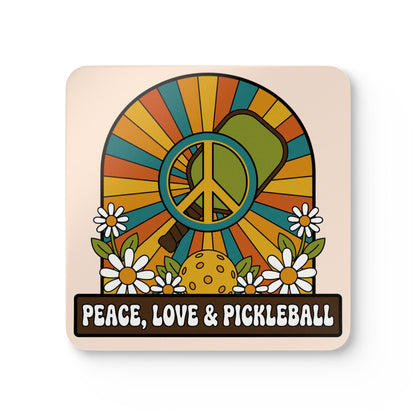 Pease Love Pickleball Corkwood Coaster Set