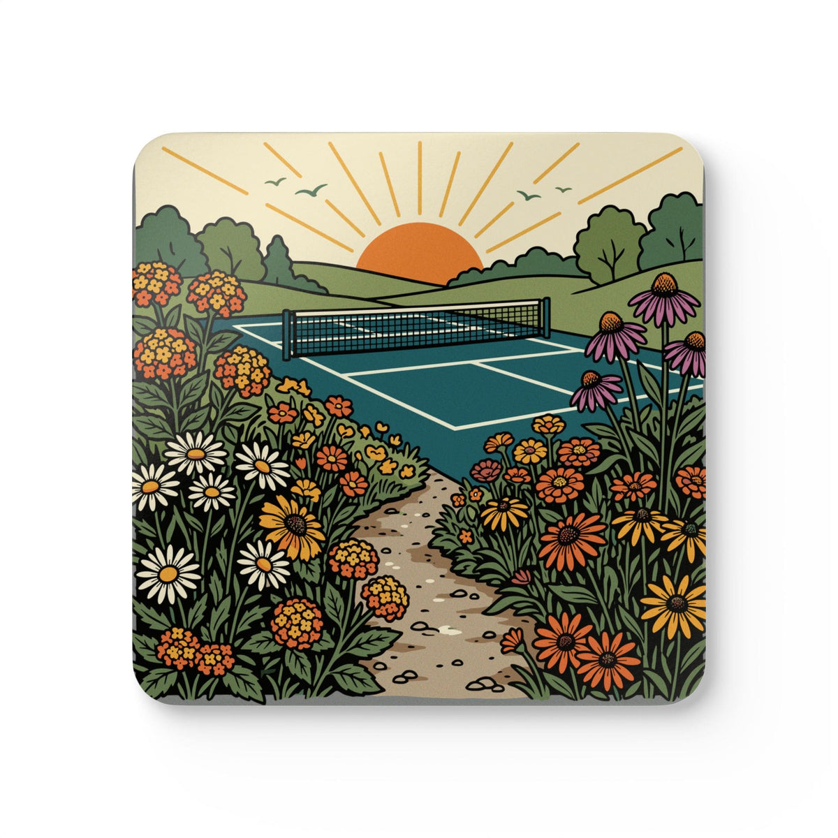 Garden Pickleball Court Coaster Set
