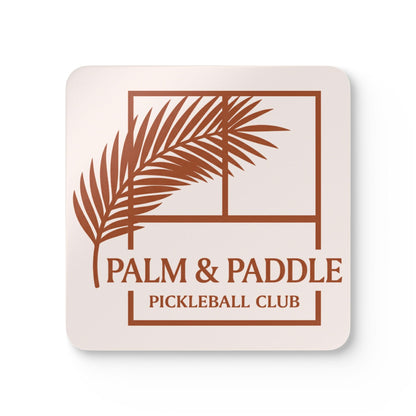 Palm And Paddle Pickleball Club Corkwood Coaster Set