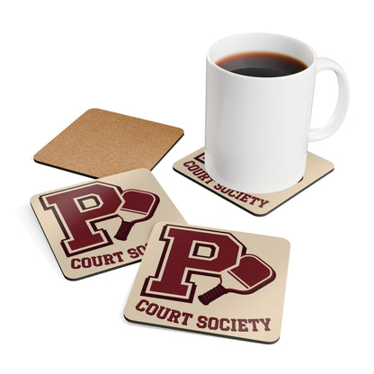 Pickleball Court Society Corkwood Coaster Set