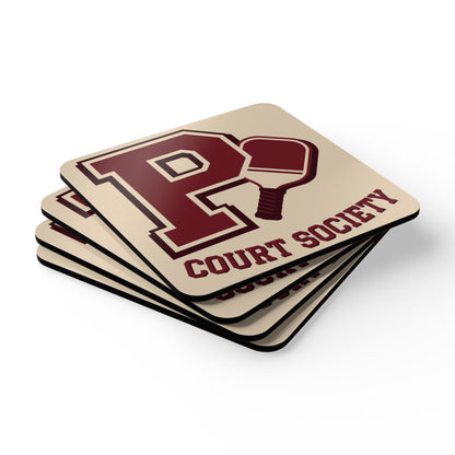 Pickleball Court Society Corkwood Coaster Set